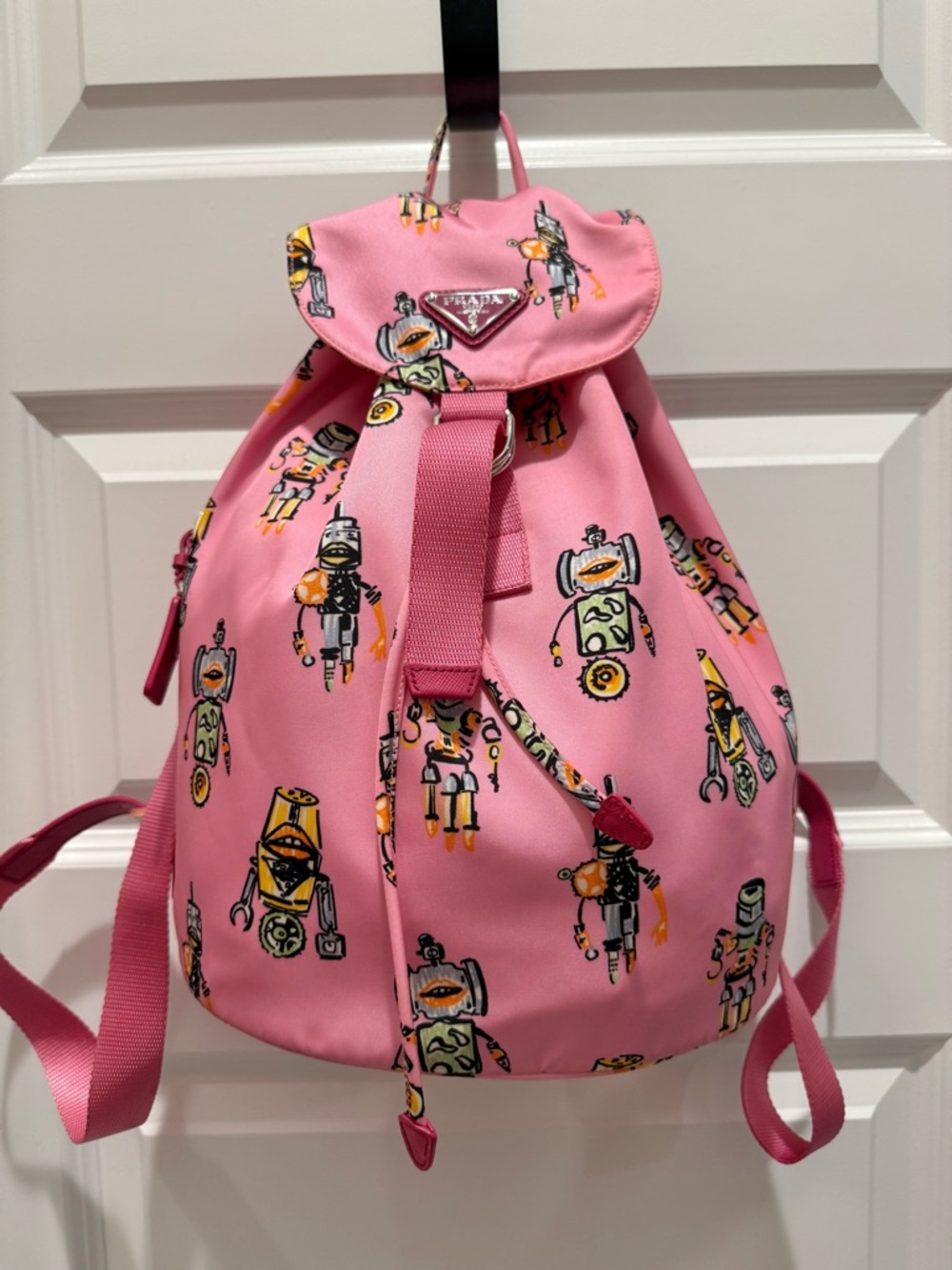 Prada Pink Robot Print Drawstring Backpack
Limited edition